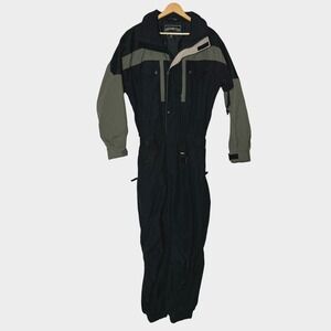 OBERMEYER One Piece Men's M Ski Suit Snow Bib Snowsuit Challenge Black Khaki